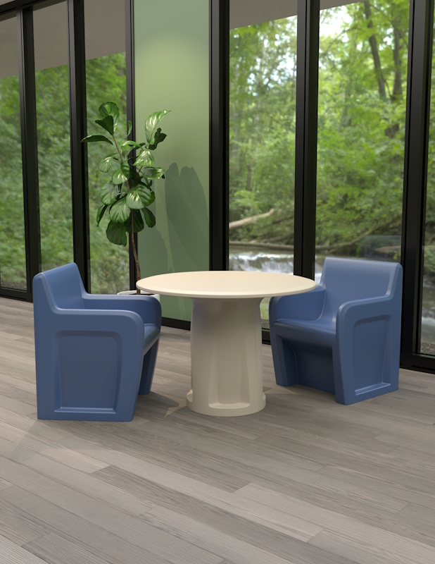 Sentinel Arm Chair - COR-106484S in Midnight Blue, moulded furniture for custodial and behavioural health environments
